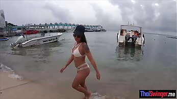 Beach tease and romantic fuck with Thai wifey